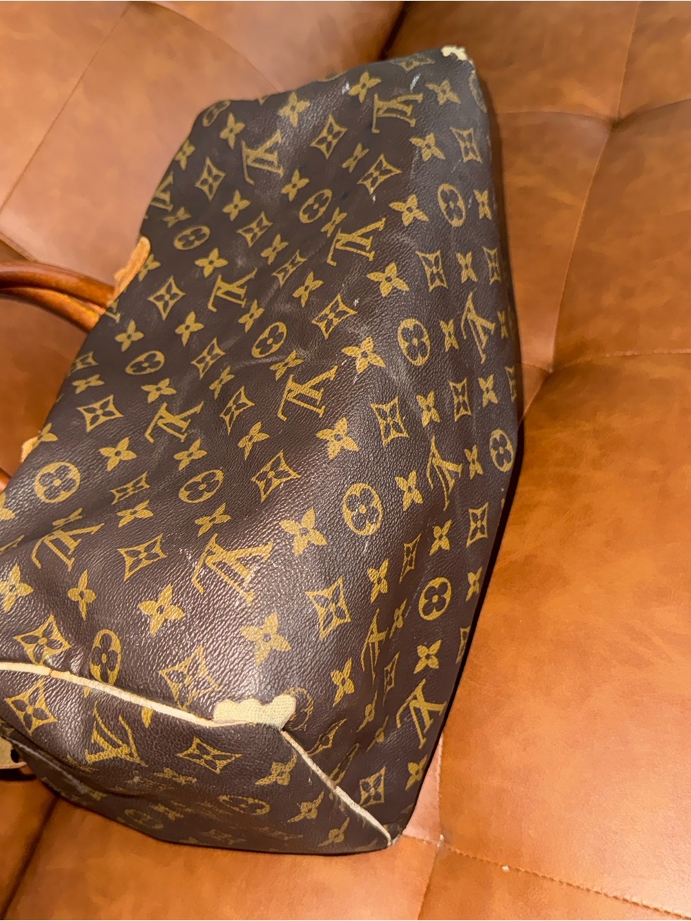 Louis Vuitton Monogram Canvas Satchel with Tan Leather Trim - Picture 4 of 5